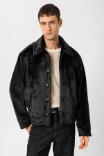 Antioch Black Relax Fit Soft Textured Men's Jacket