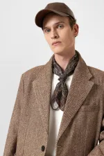 Antioch Kahve Balıksırtı Desenli Oversize Erkek Blazer Ceket