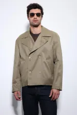 Antioch Haki Crop Fit Erkek Trençkot Antioch Haki Crop Fit Erkek Trençkot