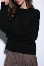 Antioch Siyah Yün Karışımlı Kadın Kazak