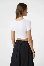 Antioch Beyaz Basic Crop Kadın Top