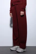 Pantalon de survêtement Antioch Burgundy Basic à jambes droites pour femmes