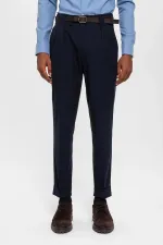 Antioch Lacivert Kemerli Double Paça Pantolon