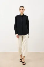 Antioch Black Button Detail Poplin Shirt