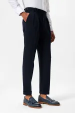 Pantalon Antioch Navy taille haute plissé texturé pour homme