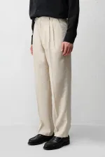 Antioch Taş Keten Karışımlı Erkek Baggy Pantolon