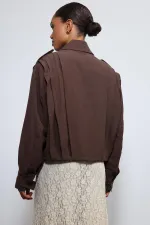 Antioch Kahve Pile Detaylı Dik Yaka Mont