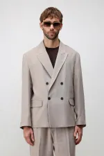 Veste blazer pour homme Antioch beige en mélange modal, coupe décontractée