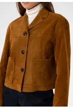Antioch Tan Women's Faux Suede Crop Jacket