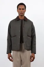 Antioch Haki Kontrast Yaka Erkek Mont