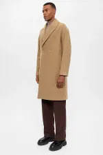 Antioch Dark Beige Oversize Double-Breasted Men's Coat