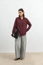 Chemise rayée Antioch Burgundy 100% lyocell pour femme