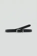 Antioch Black Faux Leather Thin Women's Belt