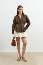 Chemise à plis en popeline Antioch Coffee pour femme