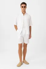Short pour homme Antioch en lin mélangé blanc