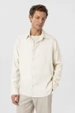 Antioch Ekru Relax Fit Liyosel Kumaş Erkek Gömlek