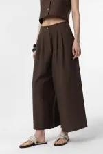 Antioch Coffee Linen Blend Women's Culotte Pants