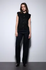 Antioch Siyah Dokulu Kadın Triko Yelek