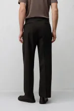 Antioch Koyu Kahve Pileli Relaxed Fit Erkek Pantolon