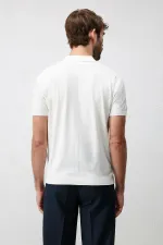 T-shirt à col polo slim confort écru pour homme Antioch