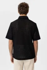 Antioch Siyah Polo Yaka Örgü Erkek T-Shirt