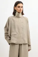 Antioch Bej Özel Dik Yaka Kadın Gömlek