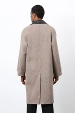 Antioch Vizon Yün Karışımlı Kontrast Yaka Erkek Kaban