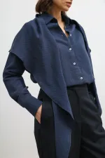 Antioch Lacivert Mendil Detaylı Kadın Gömlek