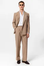 Antioch Açık Kahve Tek Düğme Kruvaze Erkek Blazer Ceket