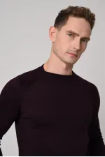 Pull en maille Antioch prune foncé à col rond et coupe ajustée