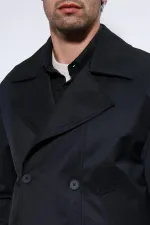 Antioch Siyah Crop Fit Erkek Trençkot Antioch Siyah Crop Fit Erkek Trençkot