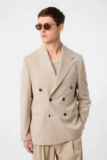 Veste blazer homme Antioch beige foncé coupe décontractée à double boutonnage