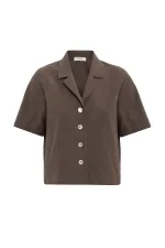 Antioch Kahve Gömlek Şort Kadın Takım