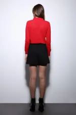 Pull en maille à motif Antioch rouge à col polo pour femme