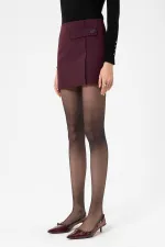 Antioch Bordo Kadın Düğme Detaylı Mini Etek