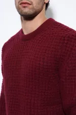 Pull en maille texturée bordeaux Antioch pour homme