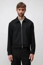 Veste Antioch noire à fermeture éclair et coupe décontractée pour homme