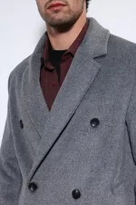 Antioch Antrasit Yün Karışımlı Kruvaze Erkek Kaban