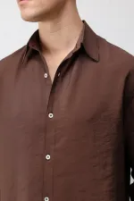 Antioch Kahve Modal Karışımlı Relax Fit Erkek Gömlek