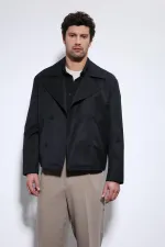 Antioch Siyah Crop Fit Erkek Trençkot Antioch Siyah Crop Fit Erkek Trençkot