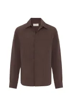 Antioch Kahve Relax Fit Modal Kumaş Erkek Gömlek