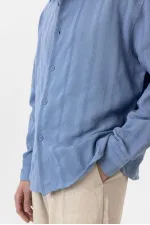 Antioch Bebe Blue Textured Jacquard Cotton Boys' Shirt