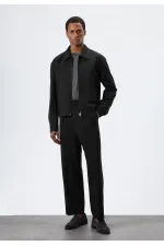 Antioch Siyah Relax Fit Çizgili Erkek Pantolon