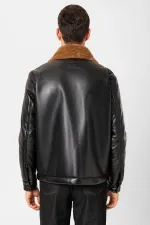 Veste en similicuir Antioch noir/marron avec doublure détaillée