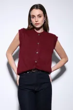Antioch Burgundy Textured Women's Knitted Vest