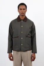 Antioch Haki Kontrast Yaka Erkek Mont