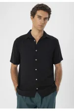Chemise homme Antioch noire à manches courtes et coupe classique