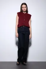 Antioch Burgundy Textured Women's Knitted Vest