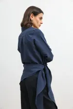 Antioch Lacivert Mendil Detaylı Kadın Gömlek