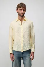Antioch Sarı Crinkled Relax Fit Erkek Gömlek